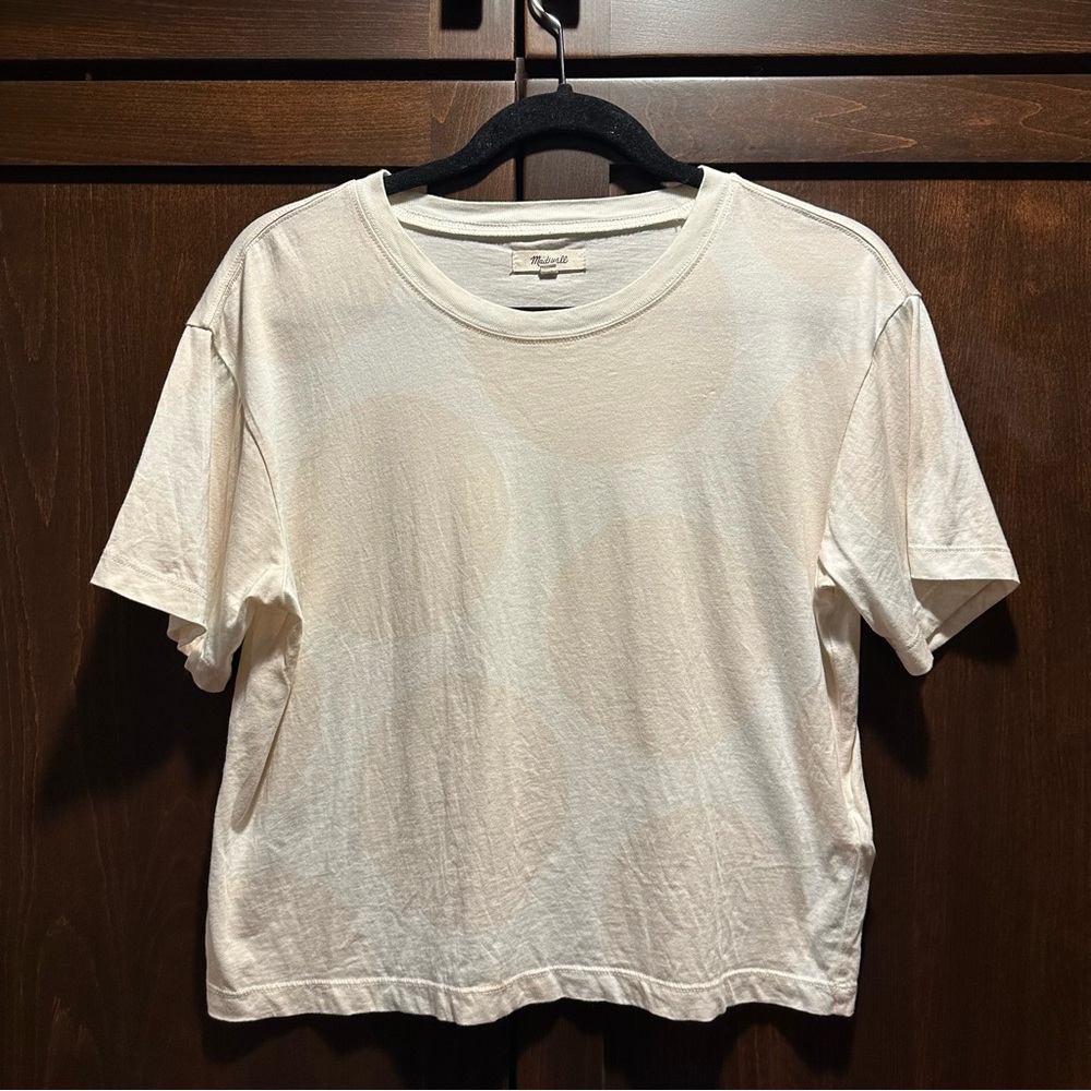 Madewell Cream & Blush Over-sized Polka Dot Tee Size S
